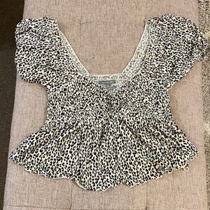 Urban Outfitters Black and White Animal Print Blouse